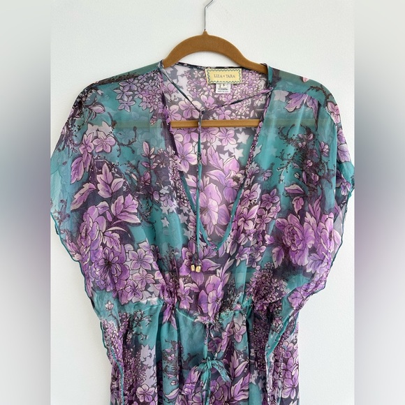 Vibrant spring colored Tunic- Top swim coverup Size S. - Picture 3 of 10